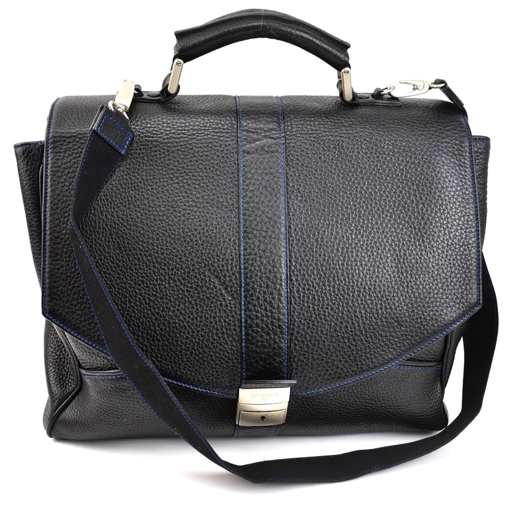 LOCMAN: Black Elk Leather Executive Laptop Bag mo
